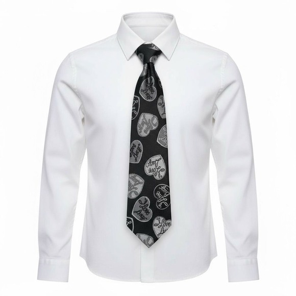 VTCTOASY Other - I Love Lucy Necktie‎ Black Geometric TV Show Nostalgia Unisex Tie Careercore